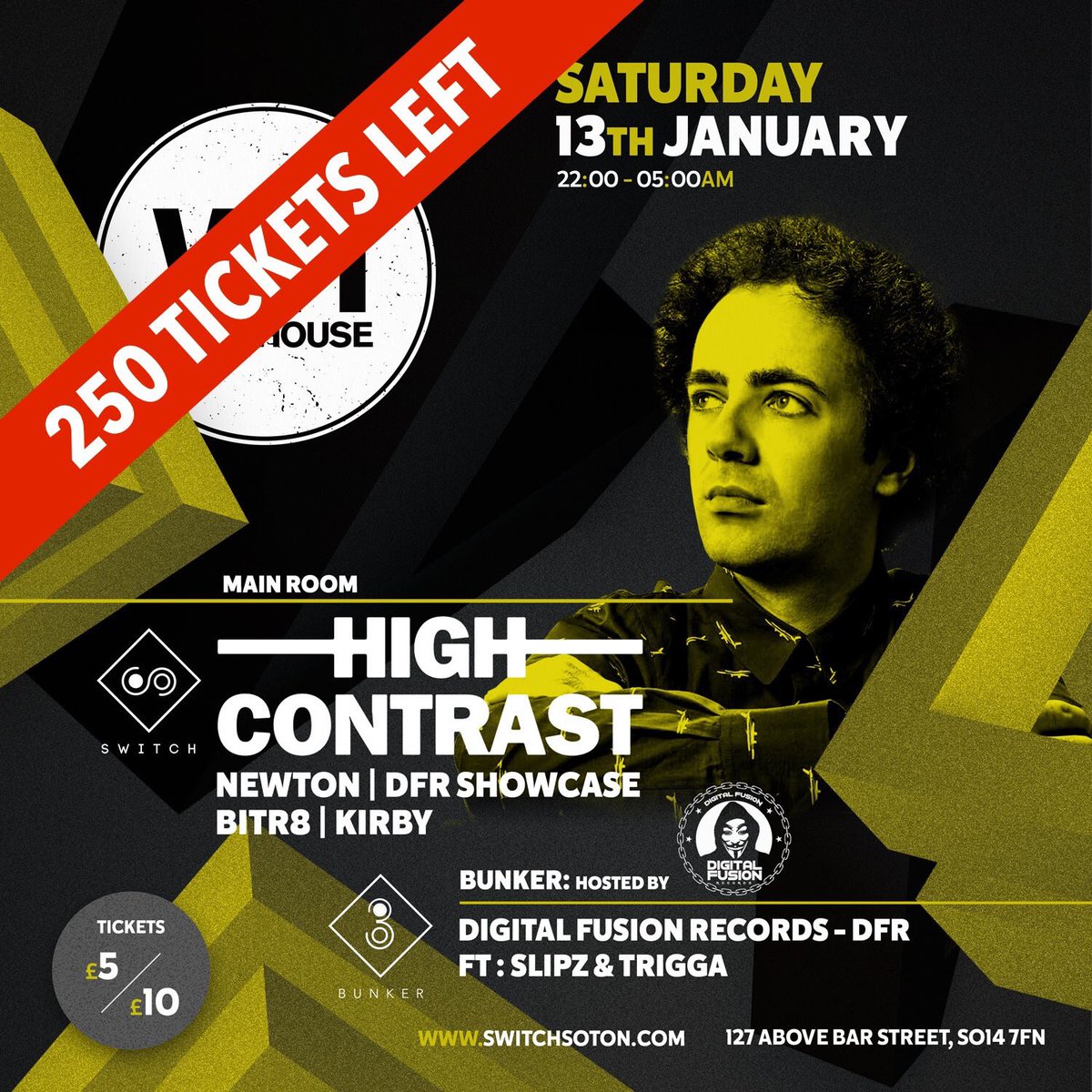 Make sure you've secured your tickets for tonight's show with High Contrast!

• £8 advance
• £12 on the door

Tixs: fatsoma.com/Switchsouthamp…