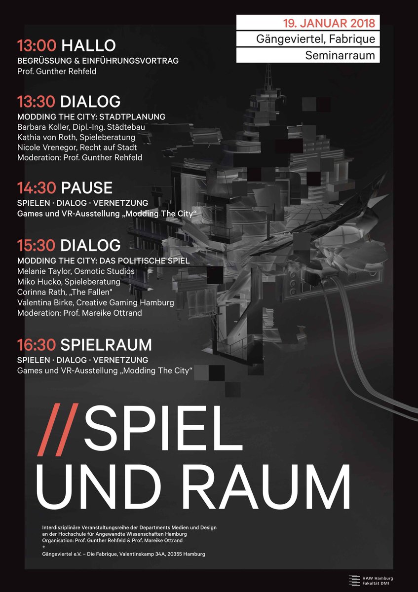 Nächste Woche mit Game Prototype Ausstellung aus unserem Seminar Spiel&amp;Politik an der @HAW_Hamburg und illustren Diskussionen. Veranstaltung im Seminarraum im <a href="/gaengeviertel/">gaengeviertel</a>. <a href="/mar_ott/">Mareike Ottrand</a> <a href="/TheGlimmung/">Glimmung</a> #spieleberatung #gamingforabetterworld