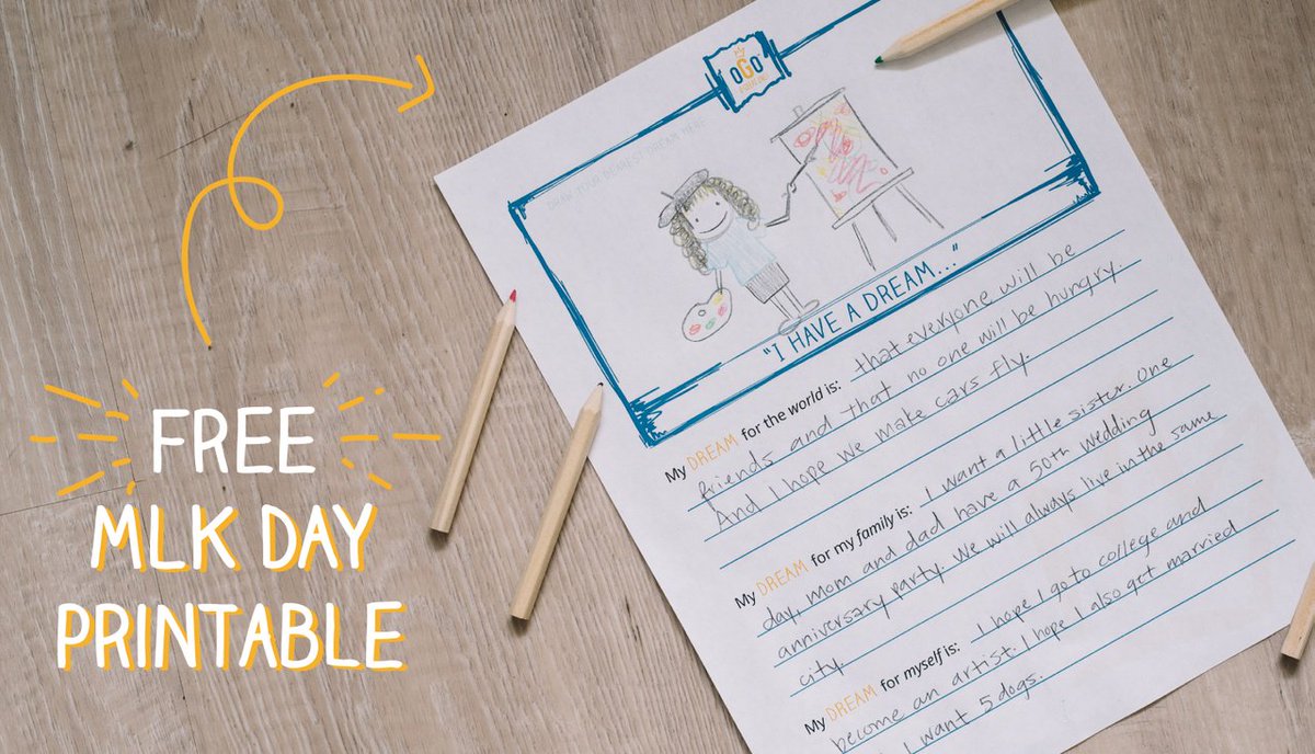 Let's celebrate the dreamers as we prepare for MLK Day with this free printable! bit.ly/2AUUZiK #WhosYourOGO #OGreatOne #MLKDay