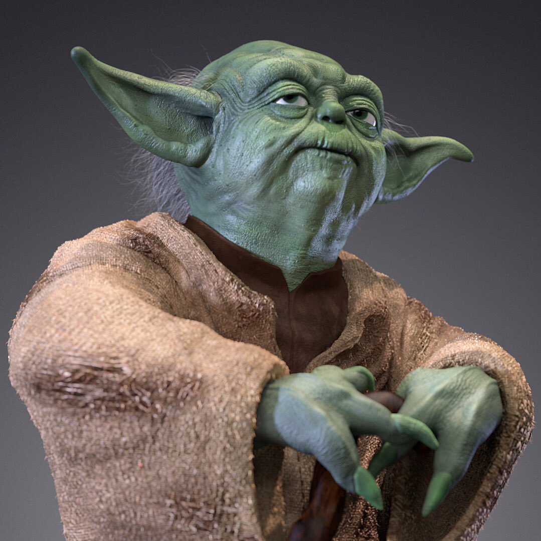 ChrisHWatson's tweet photo. I’m giving away 10 #StarWars  #Yoda models I made in #zbrush and #C4D to my first 250 followers! #FOLLOW and #RETWEET for a chance to get him for free, and you’ll also get my #animation #character #rig when it’s complete! @maxon3d https://t.co/nB3b53rtYw