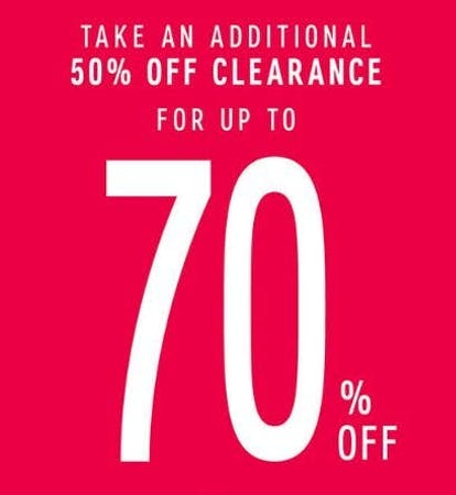 Shop Express this weekend and take an additional 50% off clearance for up to 70% off!  See store for details.