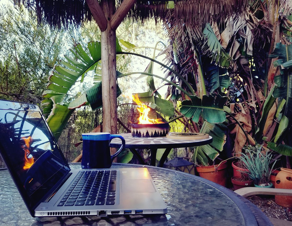 Bryancantrell's tweet photo. It's cool this morning in Cali so light up the Radiate!  It's keeping me and my coffee warm.
#radiatecampfire #SharkTank #morningcoffee #campfire #radiate @RadiateCampfire https://t.co/g7pFvqG9uq