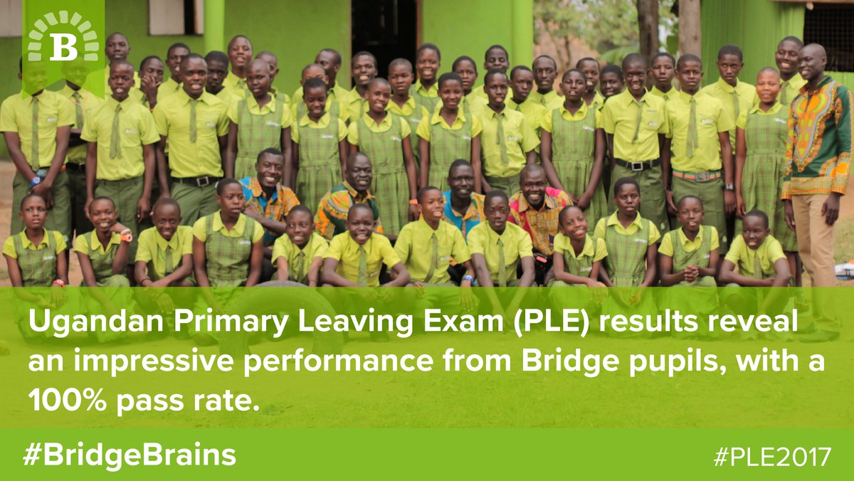 BridgeIntlAcads's tweet photo. Congratulations Bridge #Uganda - with a 100% pass rate in #PLE2017
Read more about our results in Uganda: https://t.co/p6bXS6lF2H
#BridgeBrains https://t.co/6qfqhhbs1v