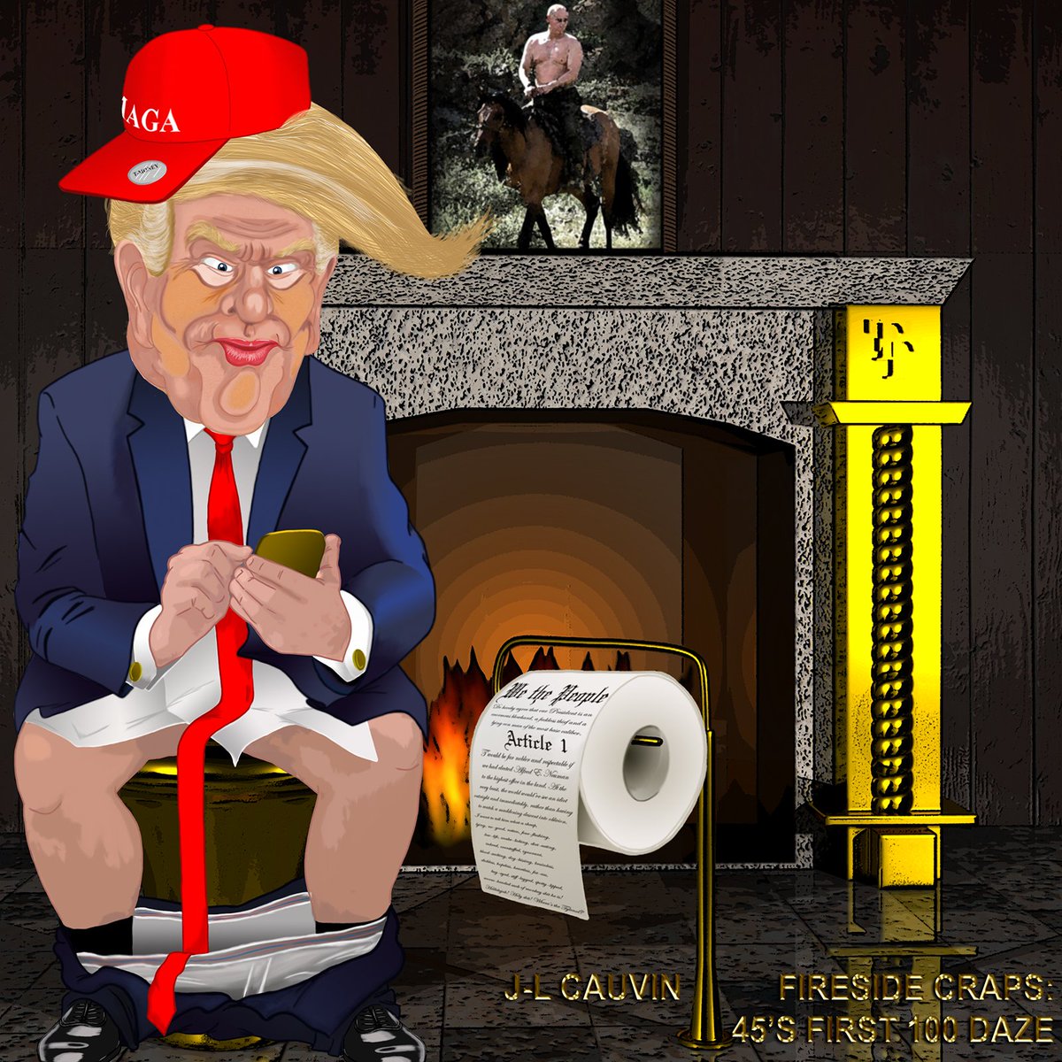 JLCauvin's tweet photo. My Trump album #FiresideCraps is available on all digital platforms (only $4.99 on iTunes). The cover art becomes more and more appropriate every day! https://t.co/bXStsG1qSq