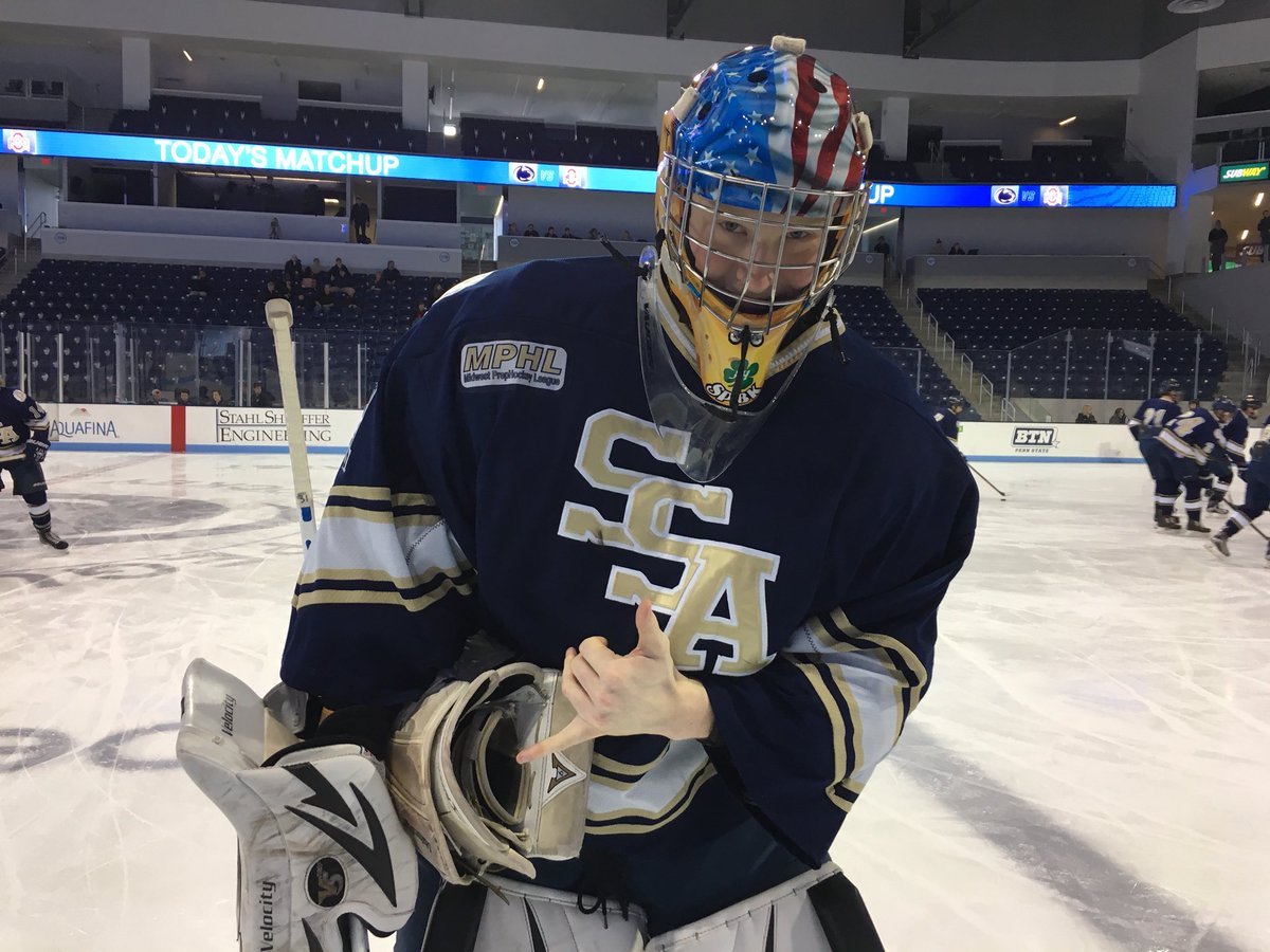 ShadySideHockey's tweet photo. In the only game of the weekend, boys defeat @LvilleHockey 3-2 at Penn State’s Pegula Ice Arena. Goals from Fergus, Lamb, and @aziatek45. Fiske with a 30 save performance. Golden Bucky to Fergs. #WeAre #WIndians https://t.co/ehMWihdLc0