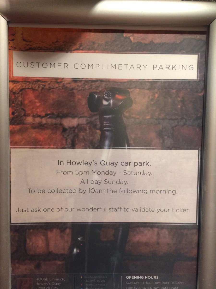 emmajfrazer's tweet photo. Free parking for @Houselimerick1 customers, beats the loading bays🙈😅! #HouseLimerick #Parking #Limerick #options https://t.co/SpOaWkYbtW