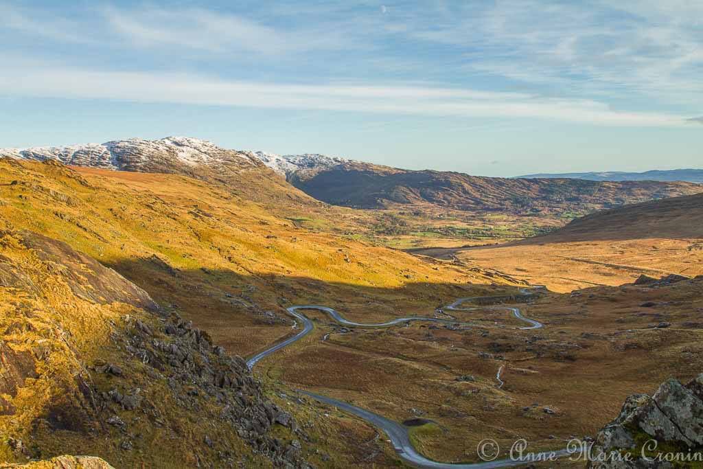Taken on a beautiful day on #HealyPass #Beara with a dusting  of snow on the mountains looking into @wildatlanticway