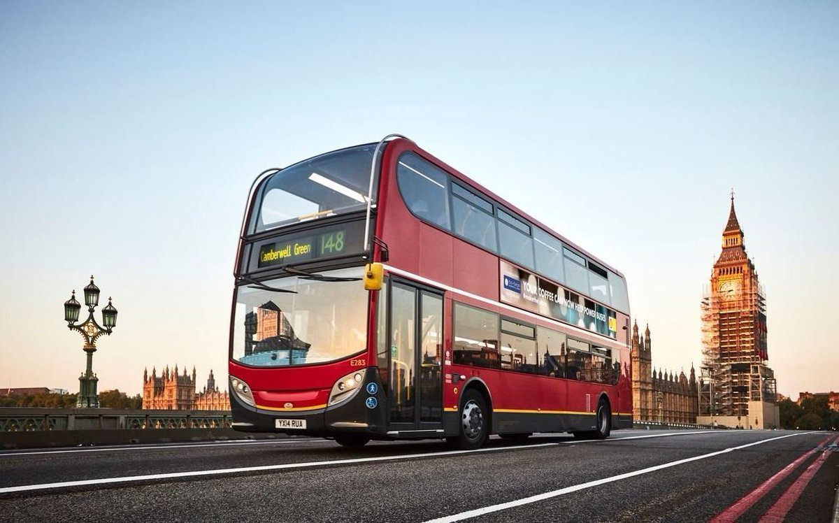 wef's tweet photo. These London buses are being fuelled by coffee beans https://t.co/lPkah6LW5y #renewable https://t.co/BNrI9S4WBJ