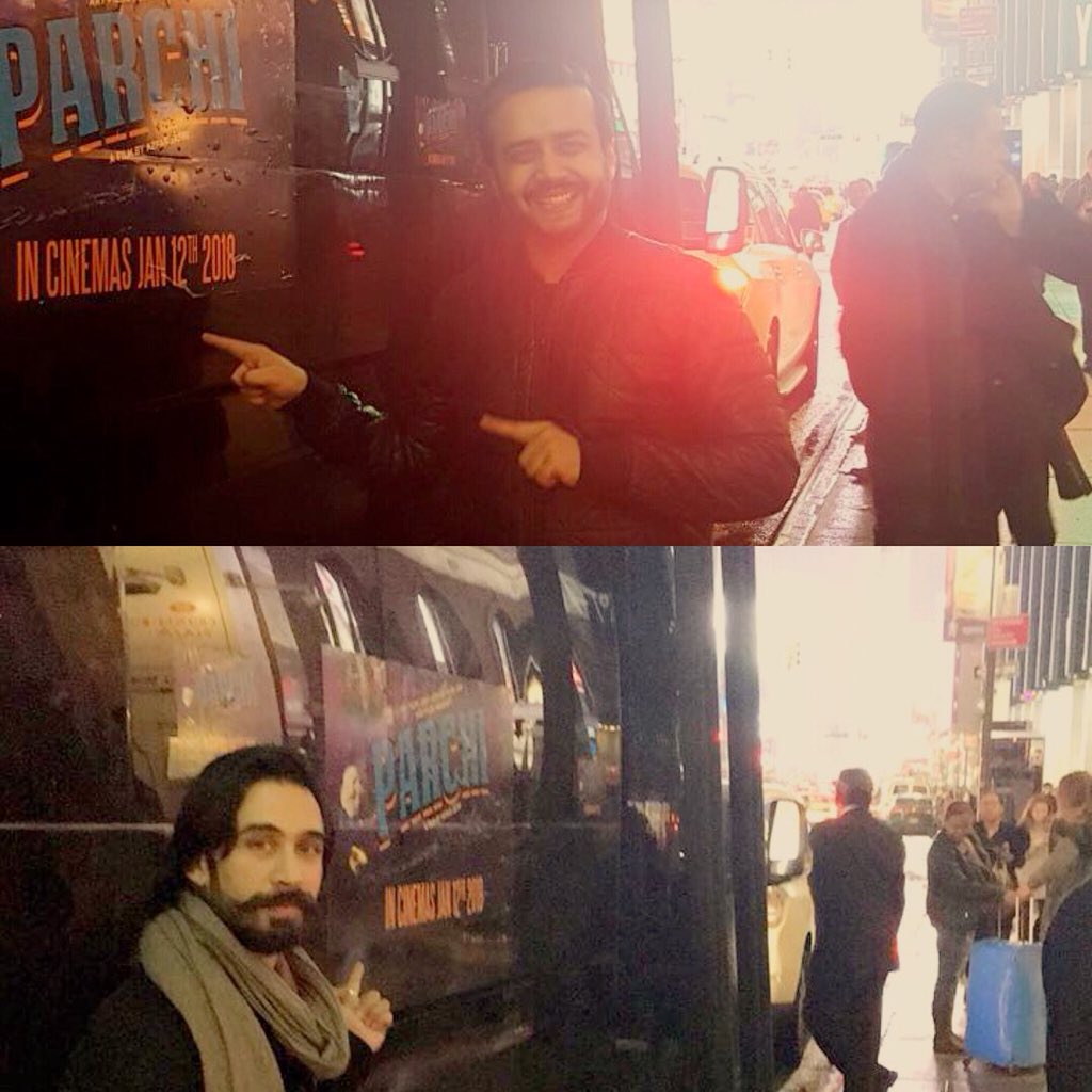 ParchiTheMovie's tweet photo. #TeamParchi puts their swag on and travels around New York in the #ParchiBus. 

#ParchiWillBlowYourMind 

Currently running successfully in cinema houses across #Pakistan. Released in USA and Canada on 12th Jan and in UK &amp; France on the 19th of jan 2018. https://t.co/lxXsQ2XxV8