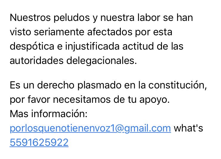 Nuestra PETICIÓN no ha sido atendida, ni escuchada por la Delegada de Miguel Hidalgo, Bertha Xóchitl Gálvez Ruiz..
DALE VOZ A QUIENES NO LA TIENEN.
¡Necesitamos de tu apoyo, recabaremos firmas este 13 y 14 de enero 2018, de 13 a 18 horas, en el PARQUE LINCOLN en POLANCO #SOS