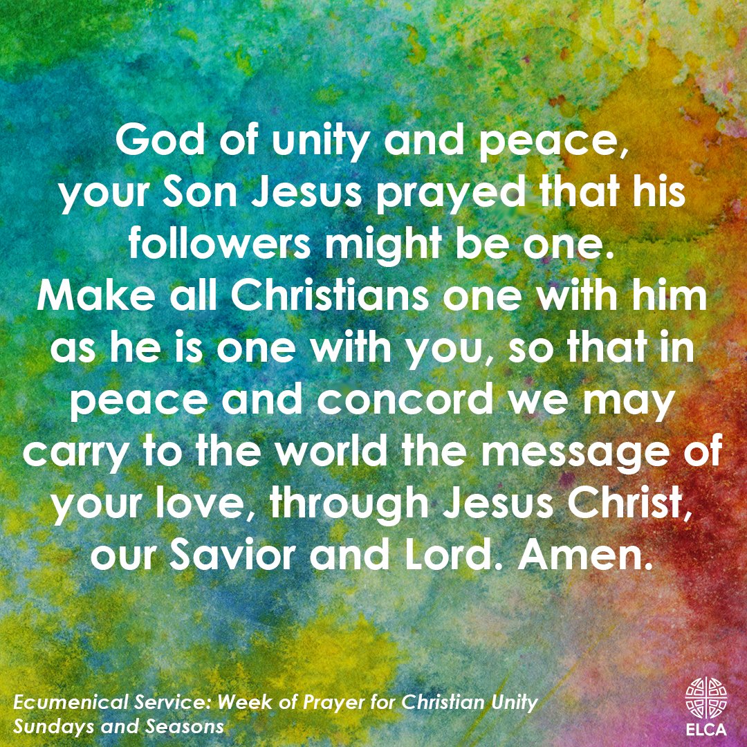 The Week of Prayer for Christian Unity is observed Jan. 18-25. Let us pray for the whole church.

Find more on this week from <a href="/Oikoumene/">World Council of Churches (WCC)</a>: bit.ly/2mu3ZHh