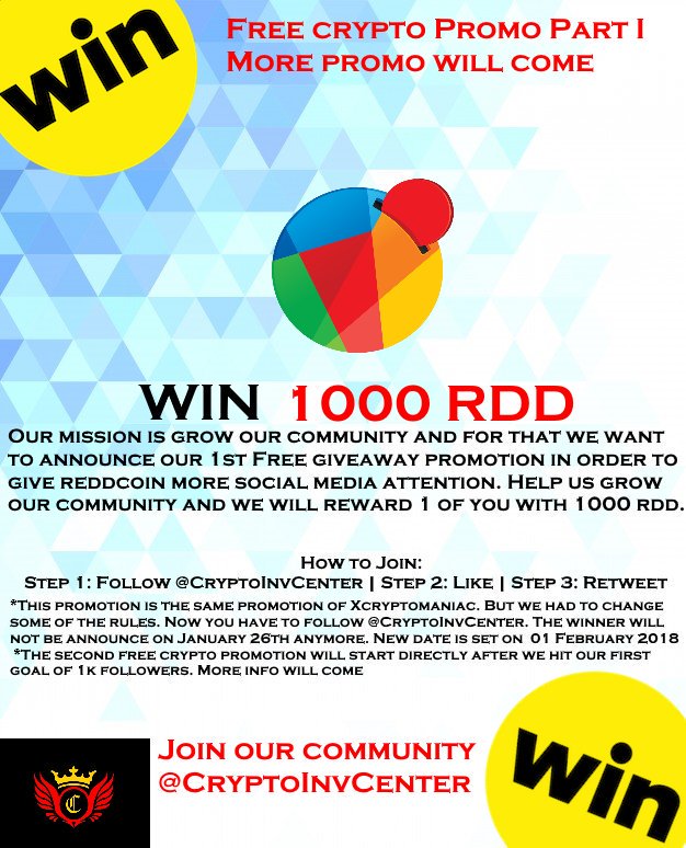 CryptoInvCenter's tweet photo. @RDDWhale VOTE FOR THE NEXT COIN PROMOTION, THE ONE WITH MOST VOTES WINS ! A NICE AMOUNT OF THAT COIN WILL BE GIVE AWAY - FIND OUT MORE > @CryptoInvCenter https://t.co/cRBZKG7XOa