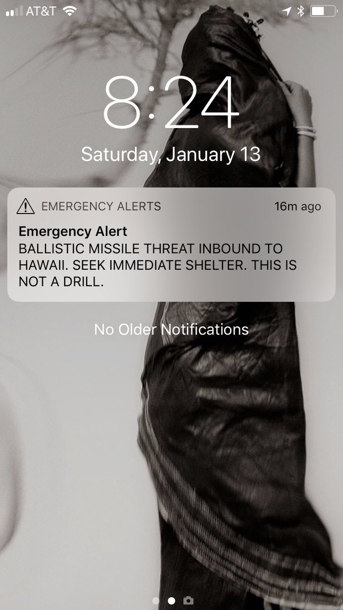 Ballistic Missile Threat Inbound  Note: this isn’t something I made up - Emergency Alert sent to my (and others) phones by mistake #signofthetimes