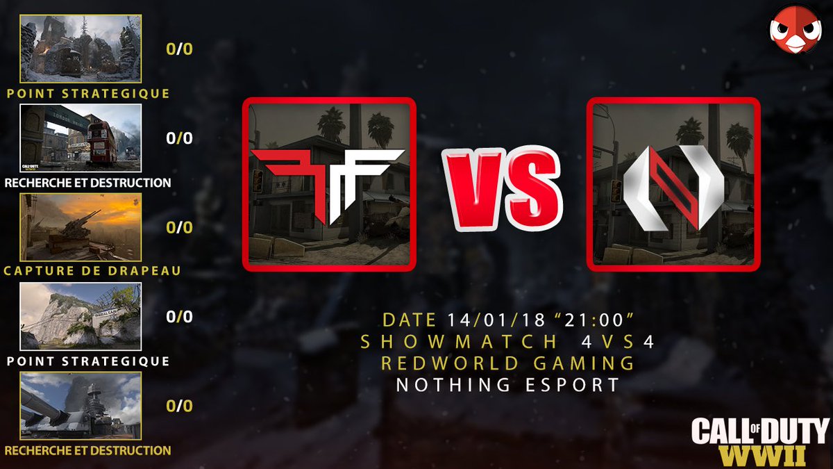 Ozary_Fr's tweet photo. [Annonce Showmatch]

📅 Dimanche 14 Janvier

⏲️ 21H

🙎‍♂️ Cast w/ @GenoX_

🎮 @RedWorld_Gaming Vs @Nothing_eSport 🎮

🎥 https://t.co/ihmmsehbKM https://t.co/1D8HoFikHf
