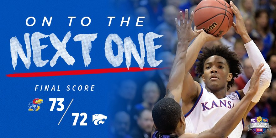 KANSAS WINS!! Led by Devonte' Graham's 23 points, #KUbball takes the #SunflowerShowdown victory 🔴 🔵 🌻