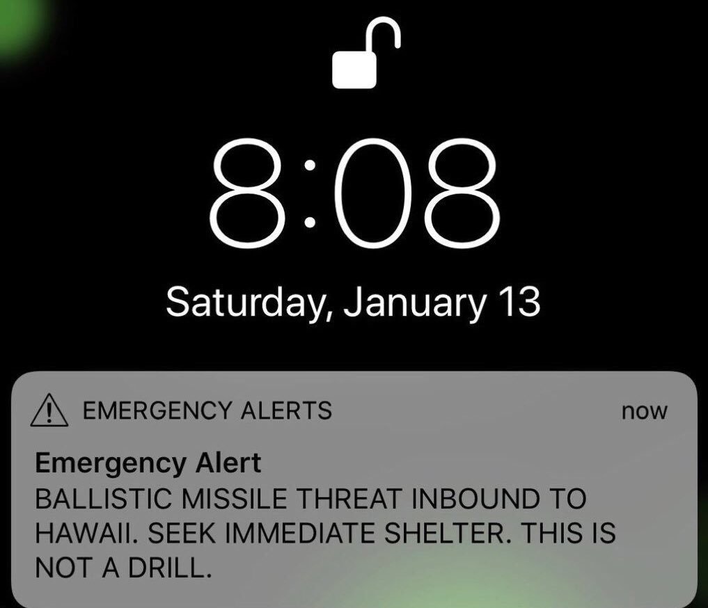 JerryDunleavy's tweet photo. @PacificCommand The emergency alert claiming a ballistic missile attack was inbound was sent at 8:08AM. It took until 8:45AM to state it was a false alarm. 37 minutes where anyone in Hawaii who doesn’t sit on Twitter dot com all day thought their island might be incinerated. Fire people. Fix it. https://t.co/hhCIrNLg1D