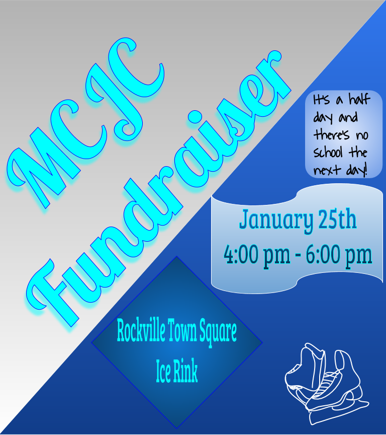 Our 2nd fundraiser is on January 25th from 4 pm to 6 pm! Come out with your friends to support MCJC! It's at the Outdoor Ice Rink at the Rockville Town Square!