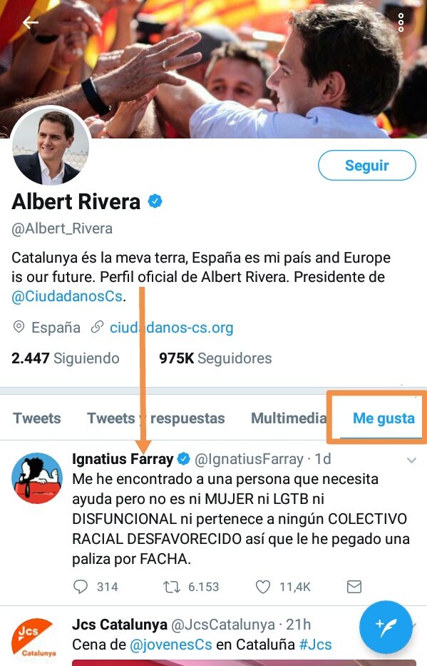 IgnatiusFarray's tweet photo. Sabes que has hecho COMMEDIA cuando a Albert Rivera le gusta uno de tus tuits. https://t.co/A6LkHP6q2B