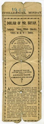 The late 19th century, the Bryan Dollar was created to illustrate the gold in the dollar coin was worth nearly twice what the silver in the silver coin was worth. Learn more here: ow.ly/39ct30hArxg #exonumia #numismatic #silver #gold #coins #currency #token #coincollecting
