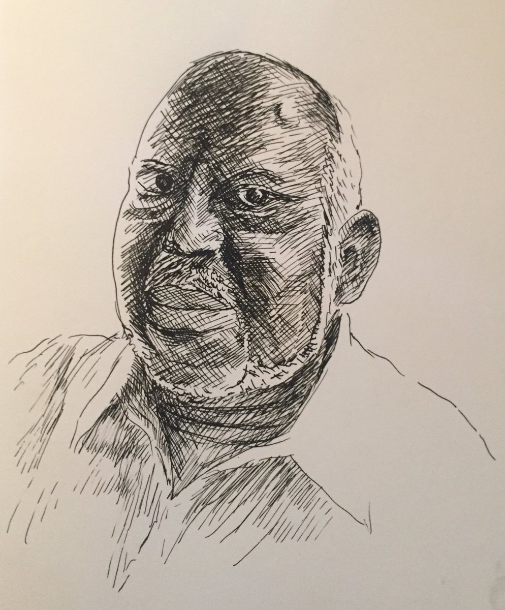 PeterLandau's tweet photo. Kynaston McShine, Curator of Historic Art Exhibitions #obitpix #kynastonmcshine #museum #curator #moma #westindian #primarystructures #jewishmuseum #art #sketch #sketchbook #penandink https://t.co/ivnGwBV6QK