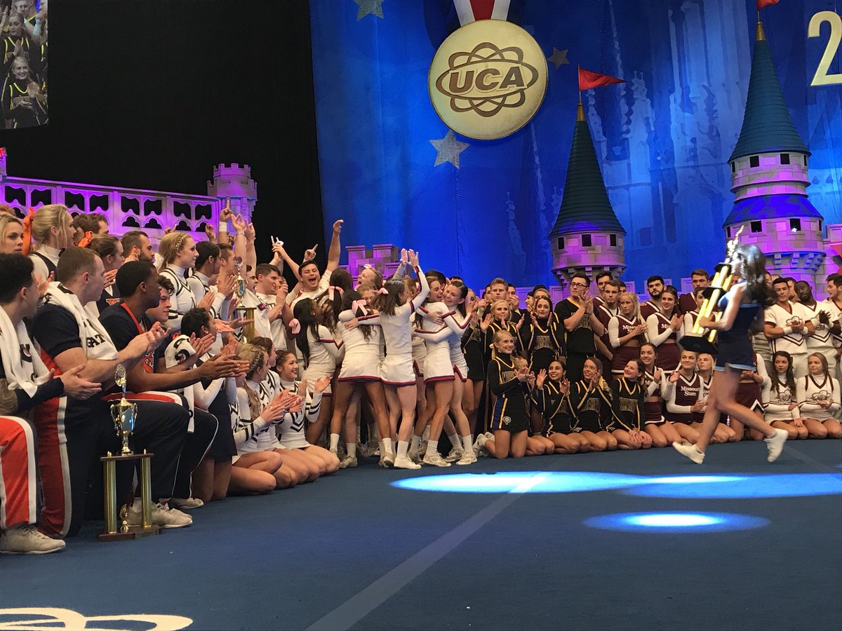 UCAupdates's tweet photo. Hey! How bout them wolves! Congratulations to the #UCAnationals Champions 🥁🥁🥁 West Georgia Coed! 🔴💙🐺! https://t.co/MURNbB1syg
