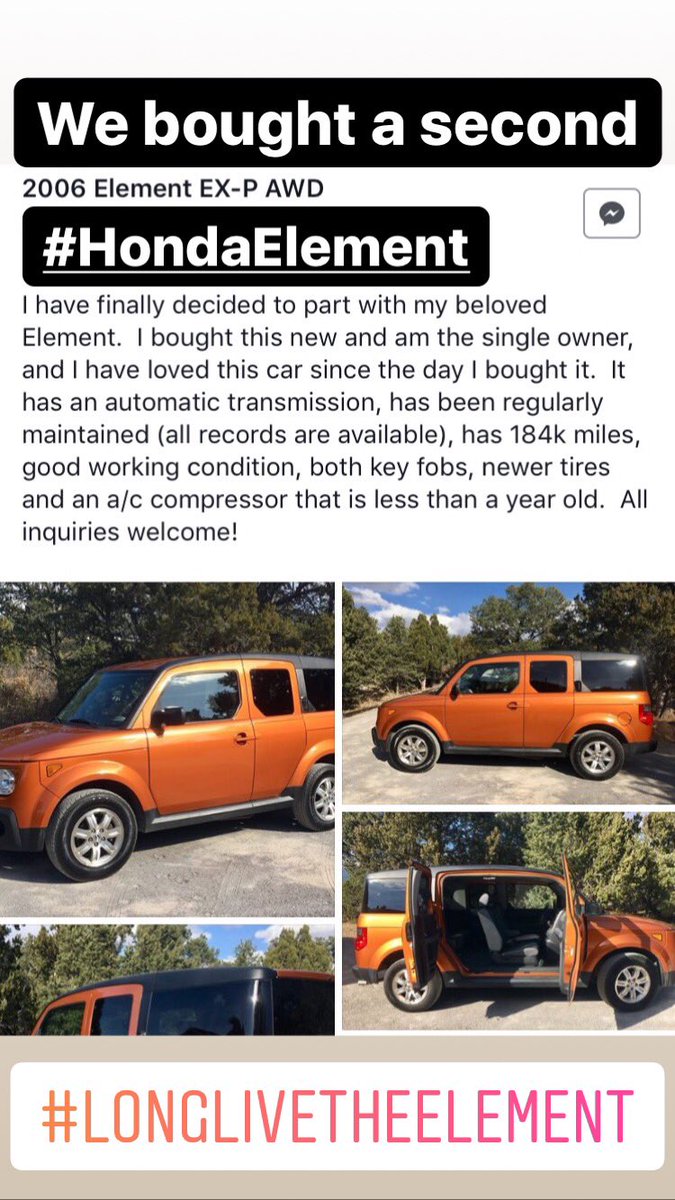 5thelementcamp's tweet photo. We are now a TWO Element Family. Let the hoarding begin.
https://t.co/OUAFdfPrzU
#hondaelement #vanlife #twoEs https://t.co/9LlhgJBKQF
