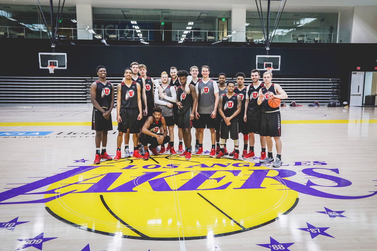 UtahMBB's tweet photo. Thanks to the @Lakers for letting us practice in their new facility! #GoUtes https://t.co/d1WG4ZKZO5