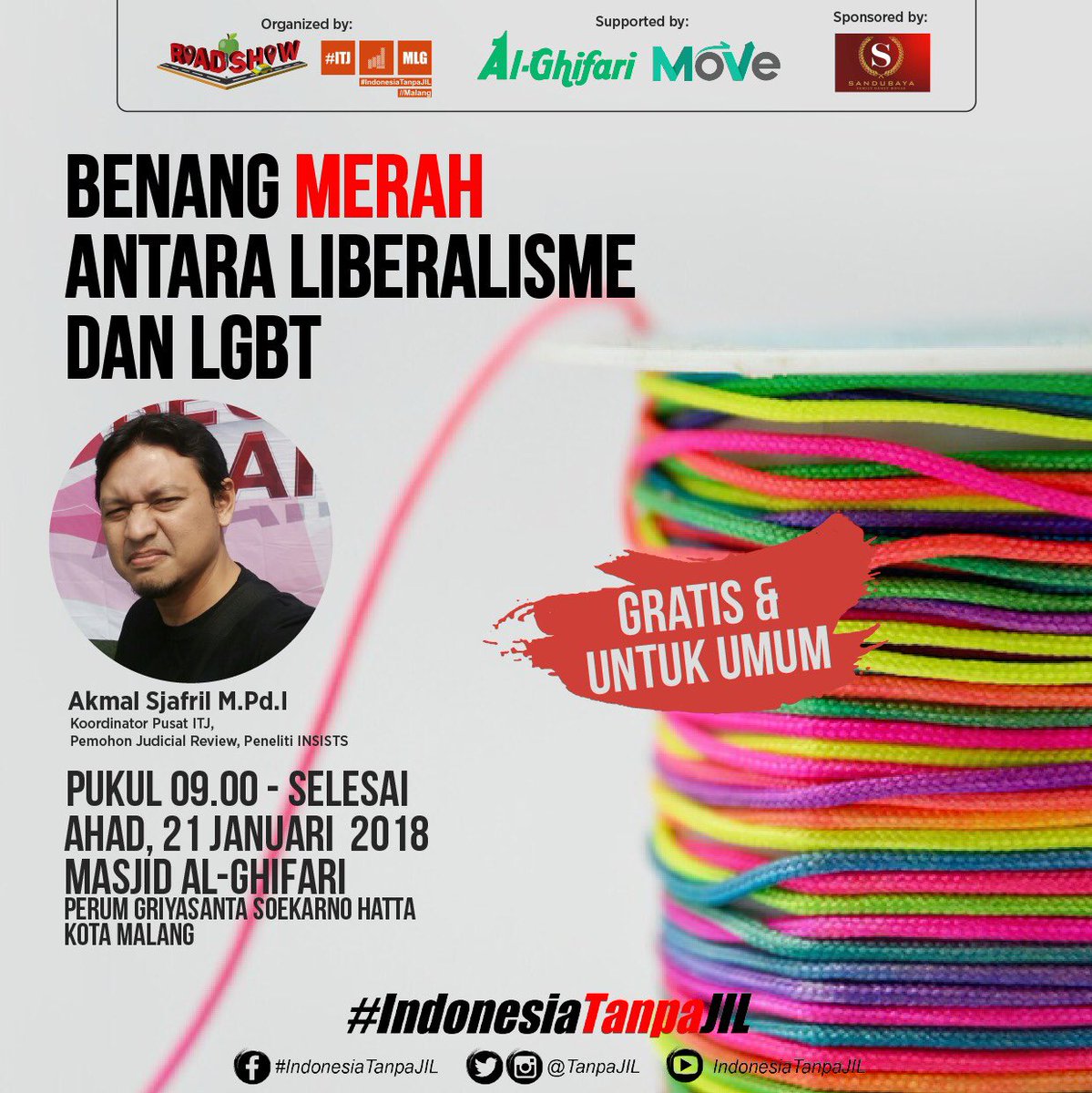 ITJMalang's tweet photo. ITJ Roadshow goes to Ngalam nawak.
Benang Merah antara Liberalisme dan LBGT.
Minggu depan. Teko yo ker. 
☝️ https://t.co/PldBAVFXcb
