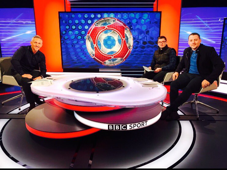 justin37stone's tweet photo. As evenings go I'm  sure me and @twigglet3  have had worse ! Thank you for the invite @GaryLineker #MOTD 
 @QPRFC @QPRtrust https://t.co/M77t2D9pSb