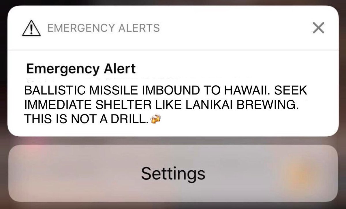 We repeat this is not a drill. Time to stock up on emergency provisions. Grab your growlers folks.🍻 #missilethreat