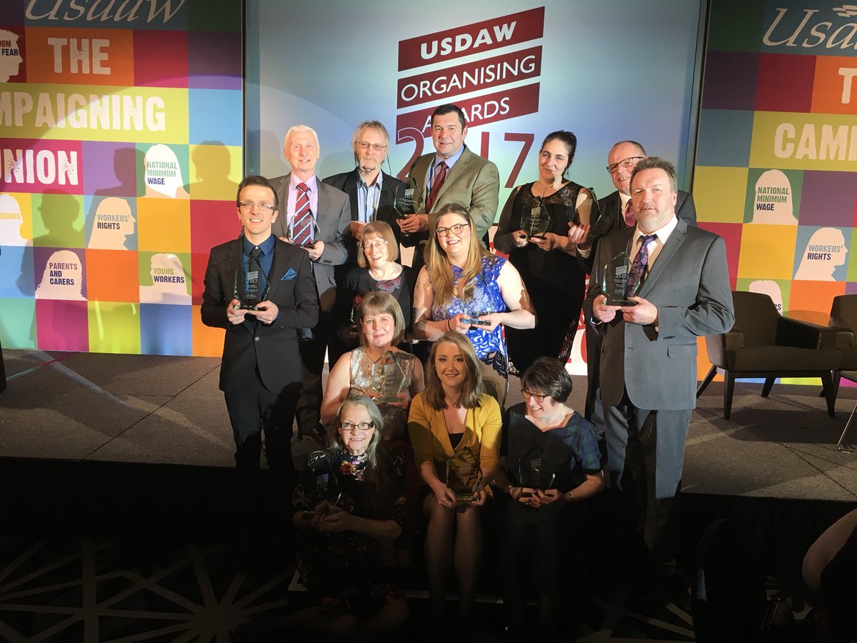 Well done to our national winners at tonight’s #UsdawAwards and a huge thank you to all our reps and activists all over the country, who work to improve the lives of our members every day.
