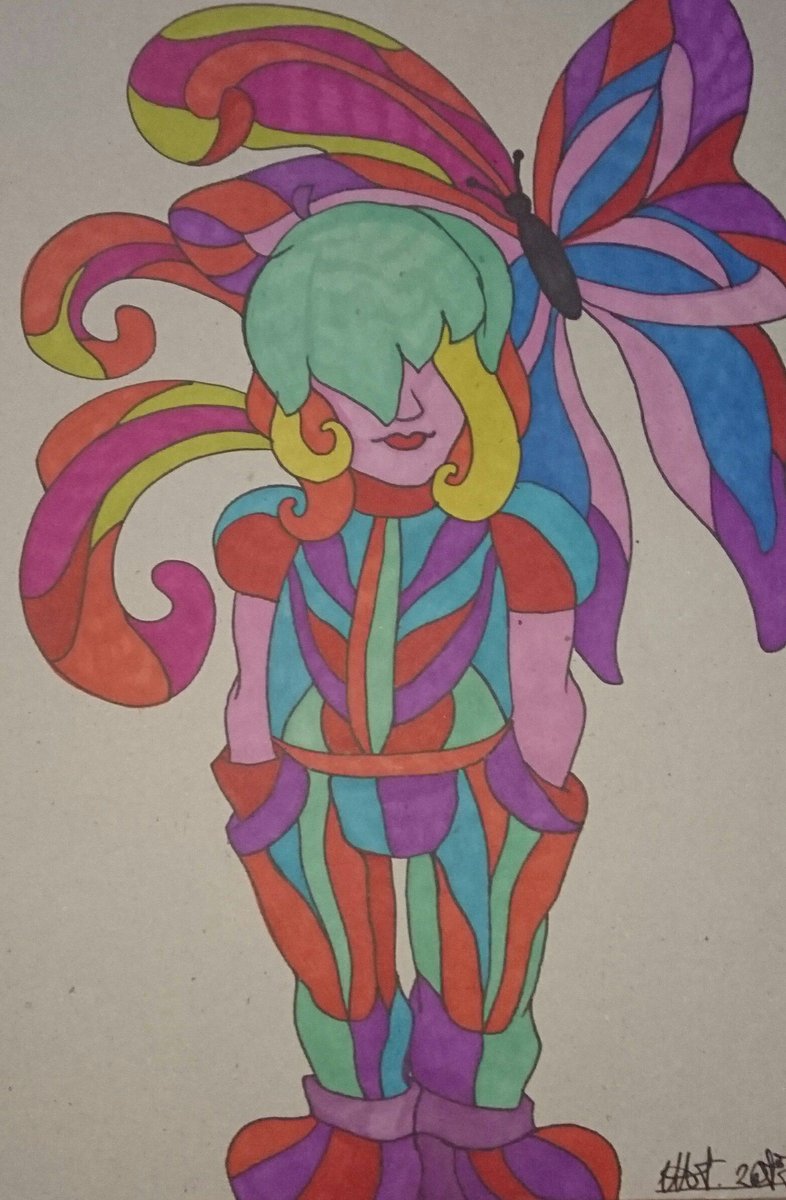 margherita_toma's tweet photo. My #Sharpie #markerpens #drawing #ofmine #butterflyboy #immagination #colors #Pens #colours #colourfull https://t.co/P5BPJe8i4D