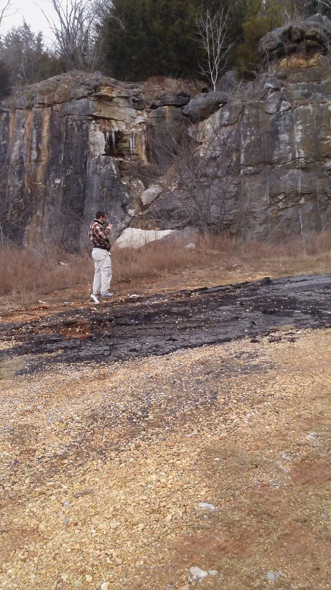 PaleoCameron's tweet photo. Asa Asa and I checking out roadcuts of Mississippian Limestone in Alabama. Highly oolitic with a good number of fossils. To kill time we had to stop by and collect a few pieces of course. #GeologistsAtWork https://t.co/ARFITomdXY