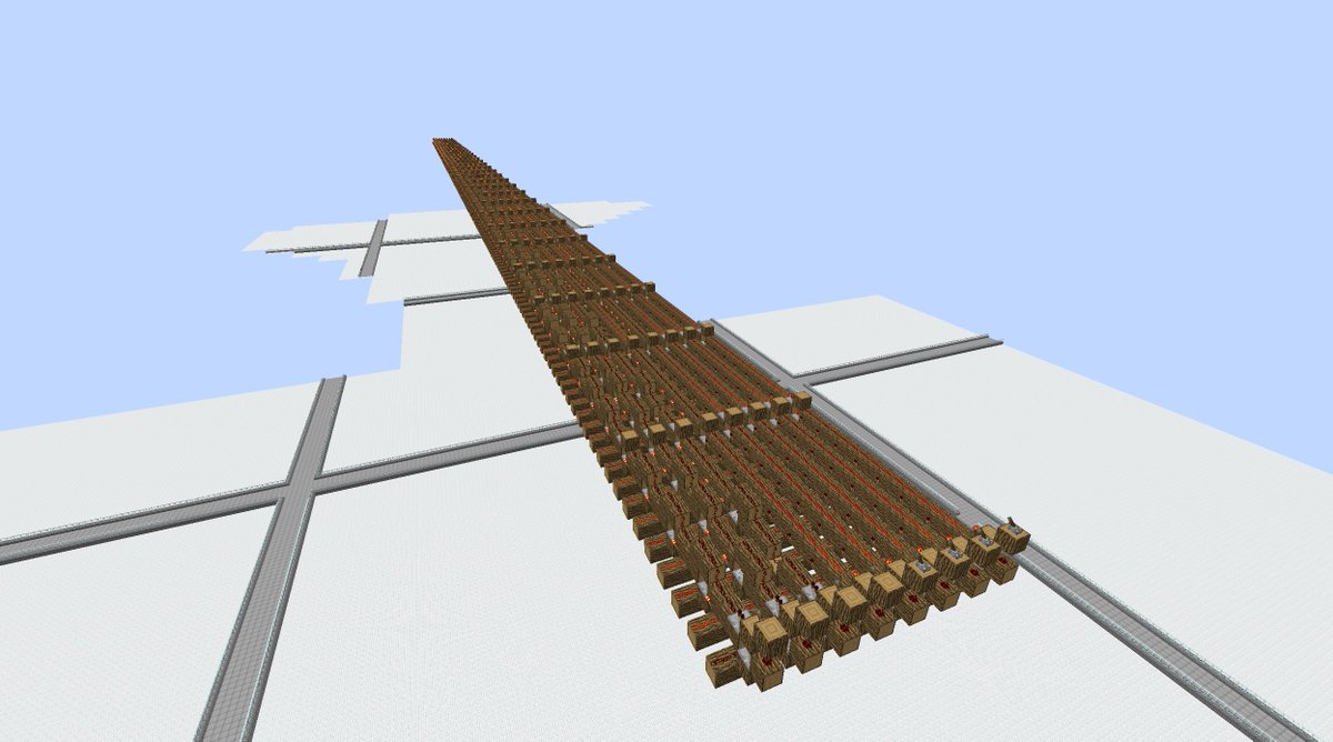 Why do some players intend to build an 8bit decoder for number displays or similar?
Well, since its small, neat and quickly done (as you can see):
Just 512 blocks long ofc! #redstone #decoder #8bit