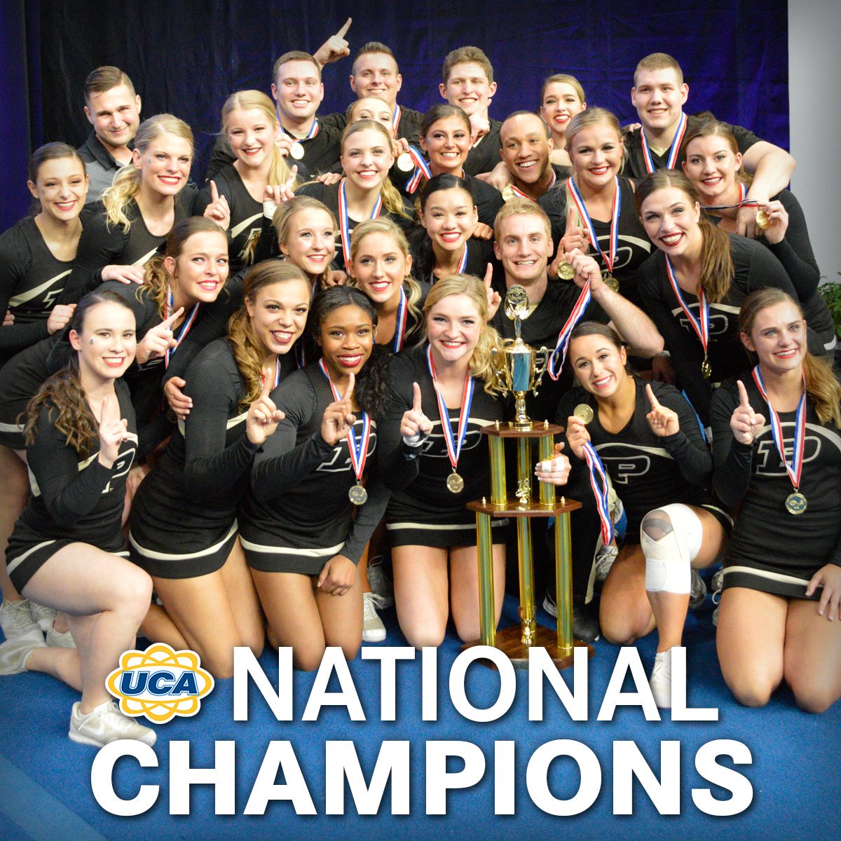PurdueSports's tweet photo. BOOM!

Congrats, @Purdue_Cheer. 2018 @UCAupdates Small Co-Ed National Champions! #BoilerUp 🚂📣 https://t.co/MjXsGBwj6L