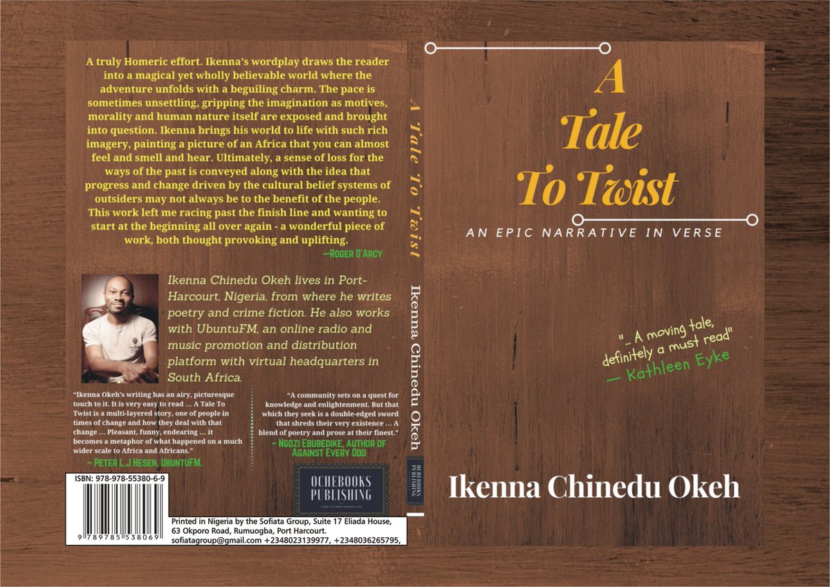 IkennaOkeh's tweet image. I talk about my latest book, 'A Tale To Twist' in this interview: youtube.com/watch?v=eOHVHf…. #poetry #NarrativeVerse #epic #African #adventure