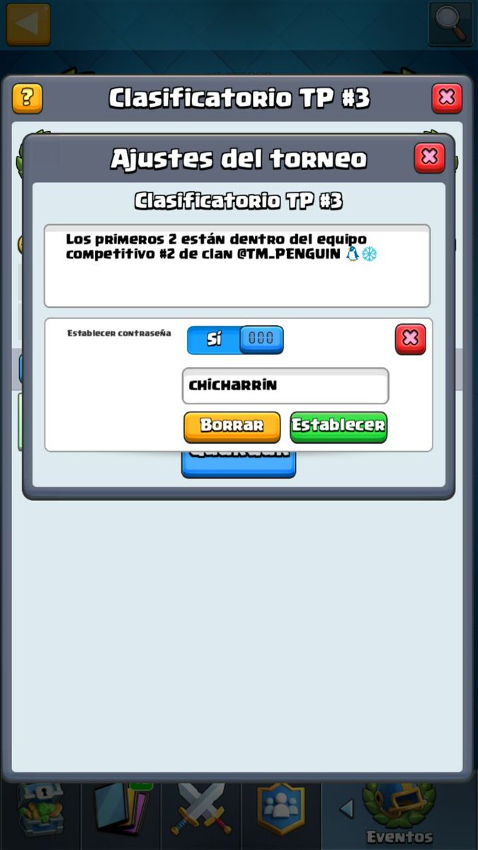 Los dos primeros pasaran al equipo competitivo #2 del clan! Suerte 

Cualquier duda mandar MD a 
@BaytechHs1
<a href="/SamuelCamacho19/">Samu🎩</a> 
<a href="/DiegoJesusMart4/">Martinez™</a> 

#GoPenguins 🐧❄🐧❄🐧❄

El torneo iniciará alas 8:00pm hora CDMX