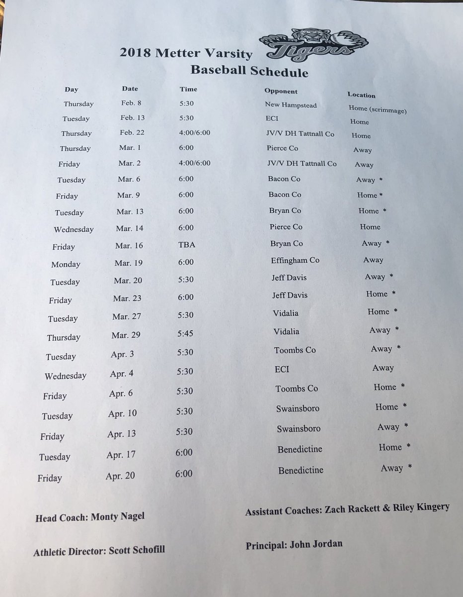 2018 baseball schedule! Hope to see you tiger fans out there! 🐅⚾️