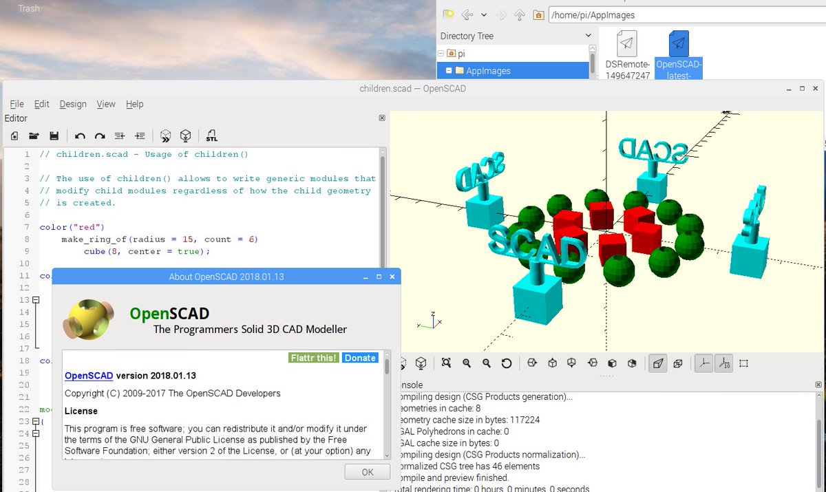 pdfkungfoo's tweet photo. Want to try the latest bleeding-edge #OpenSCAD on a #RaspberryPi with #Raspbian/#Pidora/#PiBang/#OpenELEC/#XBiang or any other #ARM system?
Here are #AppImage-s:
- ARMv7L: https://t.co/JuFM7f6rzs
- AARCH64: https://t.co/jmETGJU5mn
/cc:@OpenSCAD https://t.co/AVEhKVxFLC