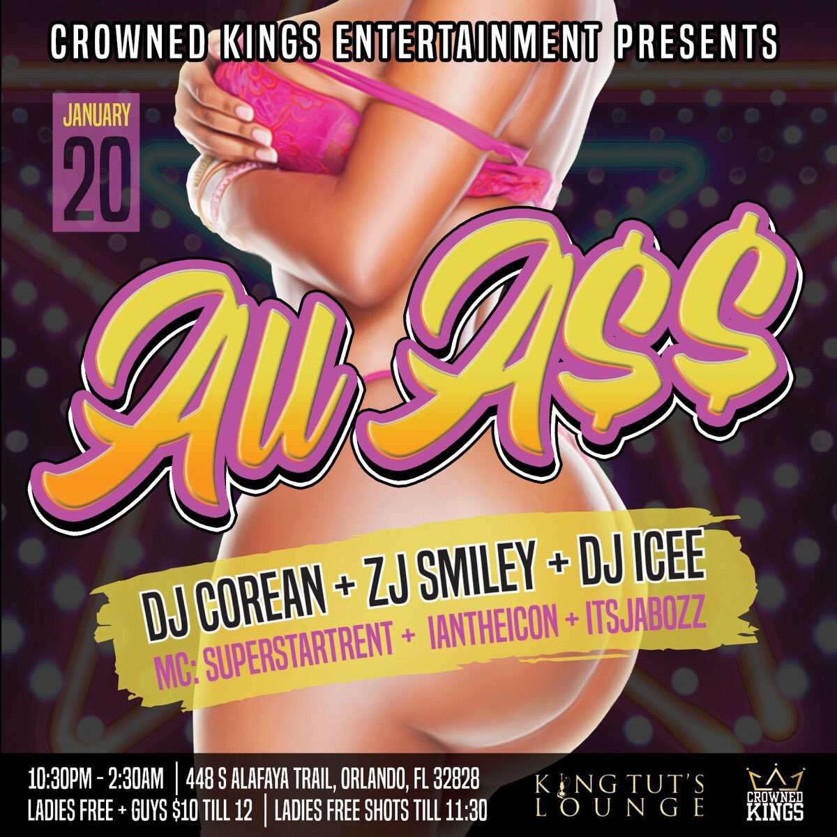 CKENT407's tweet photo. Ladies..ladies..ladies... We got you so covered that all you gotta do is walk up to the bar before 11:30 and tell the bartender “LET ME GET A FREE SHOT”🥃 

#AllAss2k18 https://t.co/zoFRdNgK8X