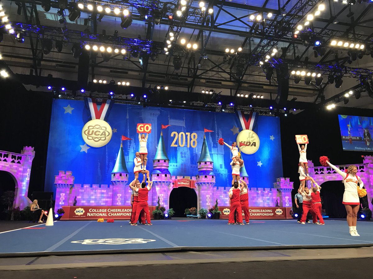 UCAupdates's tweet image. Go-Rillas! Great routine from Pittsburg State University! #UCAnationals