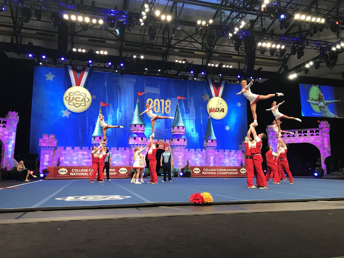 UCAupdates's tweet image. Go-Rillas! Great routine from Pittsburg State University! #UCAnationals