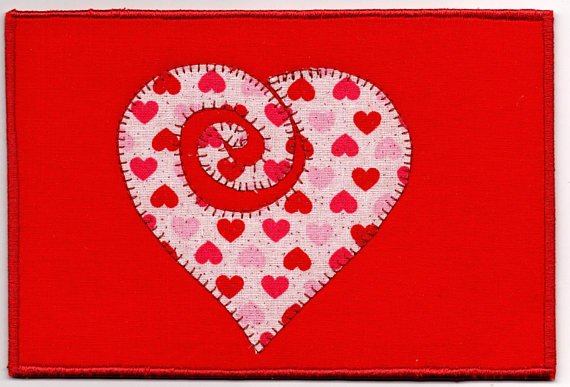 thepinkmice's tweet photo. Be My Valentine Heart Swirl Appliqued Fabric Postcard #patchwork #love #zizzybob #etsy #february #pink #art https://t.co/UGqNttXhik https://t.co/iWQ8Ob69qY