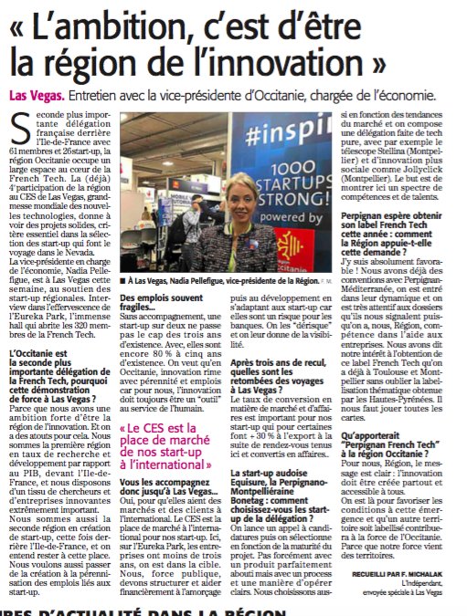 Le pourquoi de la <a href="/Occitanie/">Région Occitanie</a>  au #CES2018 par <a href="/NadiaPellefigue/">Nadia Pellefigue</a> . Créer c'est bien, développer c'est mieux. Bien dit. <a href="/Midilibre/">Midi Libre</a> <a href="/lindependant/">L'Indépendant</a>