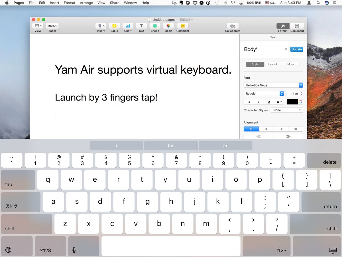 Yam Air now supports Drag and Drop / Virtual Keyboard.
Control your Mac on the couch! #yamdisplay