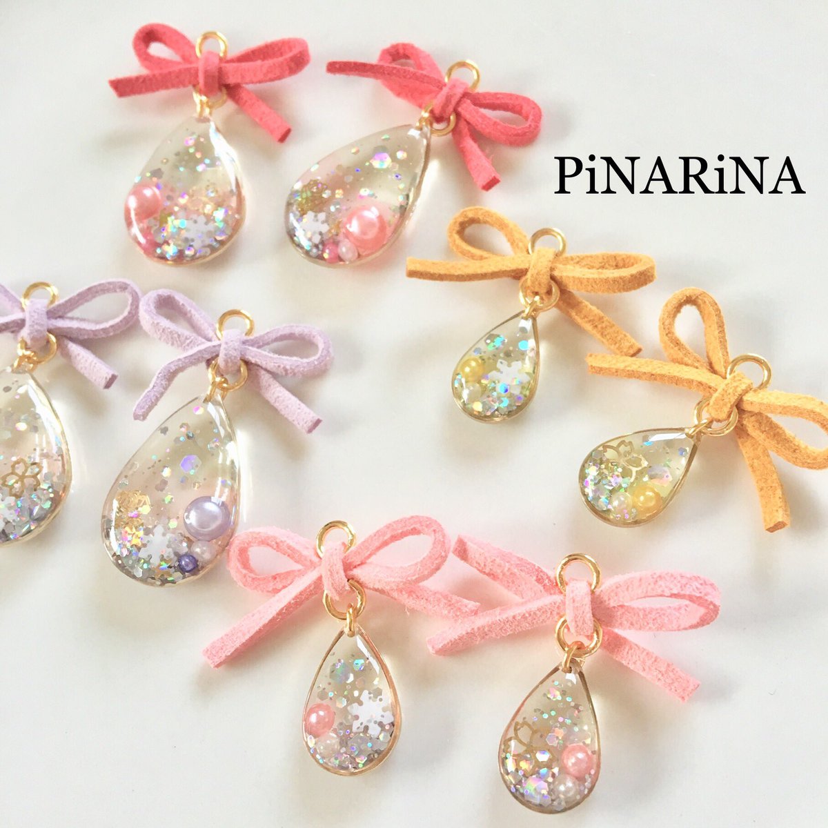 Pinarina Pa Twitter サイズ違いで作りました 小さいのも可愛い ハンドメイド ハンドメイドアクセサリー ハンドメイド好きな人と繋がりたい ハンドメイドピアス レジン レジンアクセサリー 大人かわいい リボン 可愛い