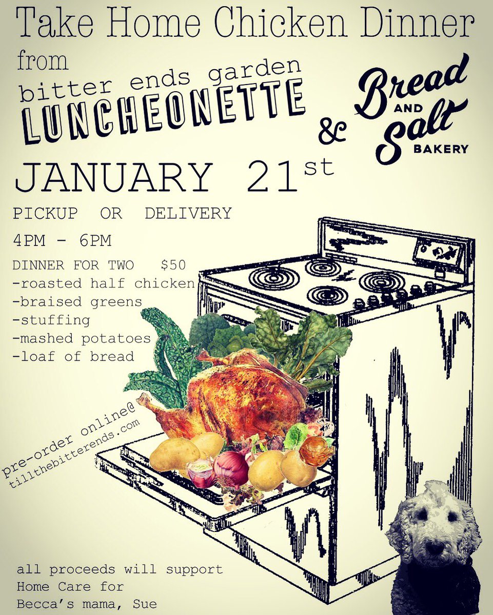 Look: My friends <a href="/BitterEndsPGH/">Bitter Ends Garden</a> and <a href="/breadandsalt/">Bread and Salt</a> will cook you up a delicious, satisfying, perfect for this cold weather, Sunday dinner for two. And even deliver it!  Go to tillthebitterends.com to pre-order.