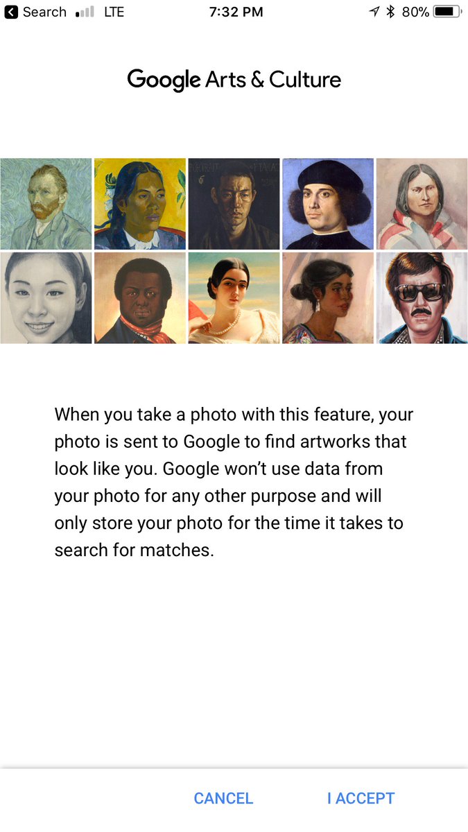 lesliefisher's tweet photo. This is going to be fun for your home, classroom, office, etc. Open up the Google Arts and Culture App. Scroll down and look for the "Is your portrait in a museum?" option. Take a selfie and it will search thousands of artworks to see if one looks like you! #GoogleArts https://t.co/vf48d3beL9