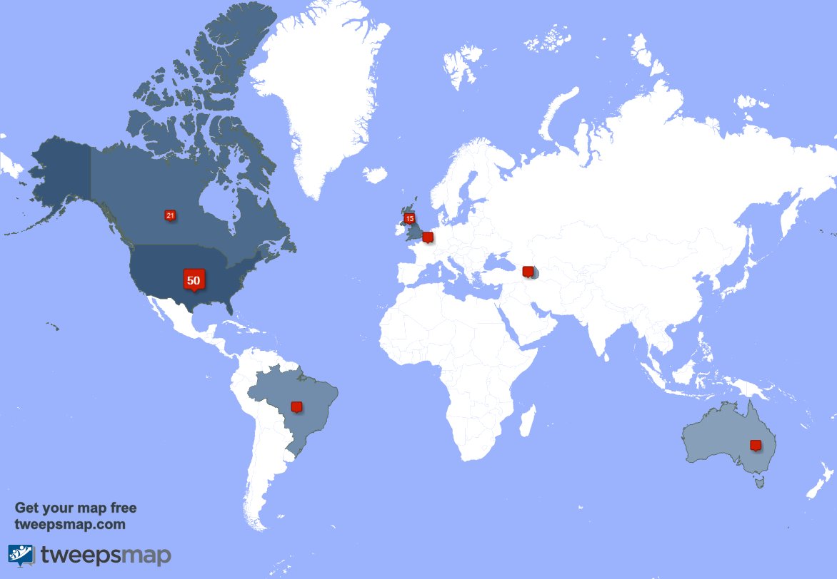 HUTCOLLECTIONZ's tweet photo. My followers live in USA (50%), Canada(21%)... Get your free map: https://t.co/Sb0XxSkQJS https://t.co/XUgg0Pwk2K