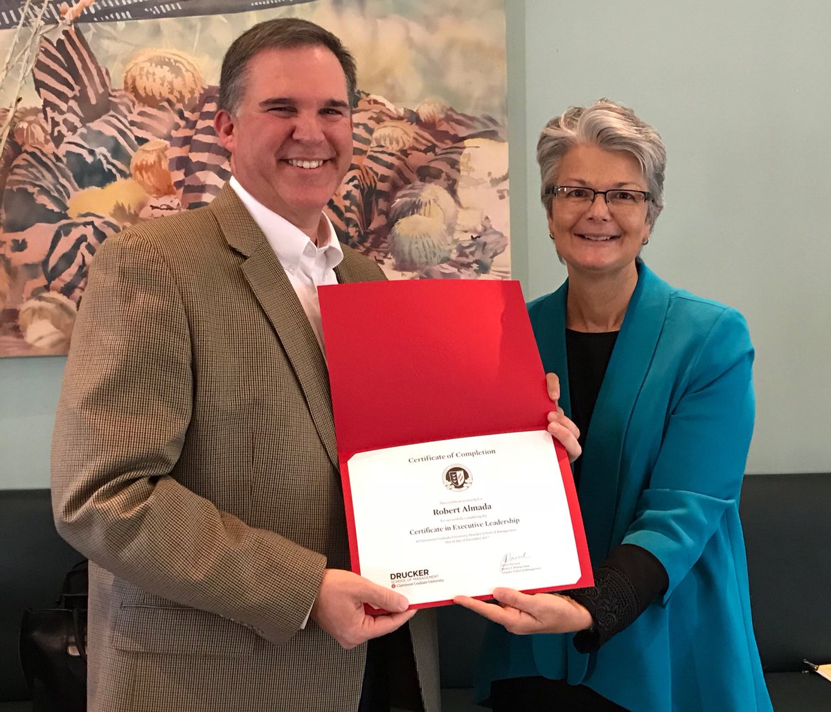 Congratulations Capt. Almada who received an Executive Leadership certificate today from the prestigious Drucker School of Management. Well done!